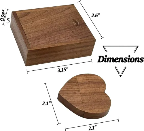 Miniatura 7 de Unidad flash de madera en forma de corazón 32GB USB3.0 con caja de regalo, unidad USB de madera 32G USB 3.0 Super-Speed JumpDrive caja de madera