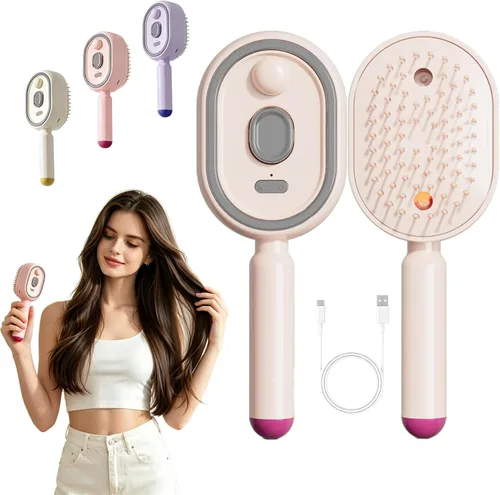 Miniatura 10 de Electric Steam Brush for Hair, 2 in 1 Steam Hair Straightener Brush with Water Spray, Rechargeable, Fast Heat-Up Misting Detangling Brush to Reduce