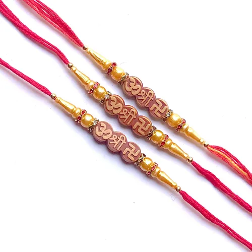 Juego de 3 pulseras Rakhi Raksha Bandhan hechas a mano Rakhee Raksha Bandhan Raksha Bandhan regalo de color y diseño pueden variar
