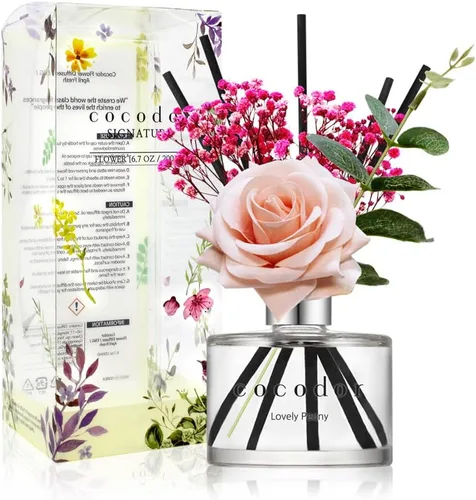Miniatura 47 de COCODOR Juego de Difusor de Varillas de Junco con Flores / 6.7 oz / Eucalipto Limón / Difusor de Aroma con Varillas Fragancia para el Hogar Difusor