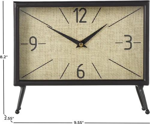 Miniatura 3 de Deco 79 Reloj rectangular de metal con esfera de reloj manchada de té, 10 x 3 x 8 pulgadas, negro