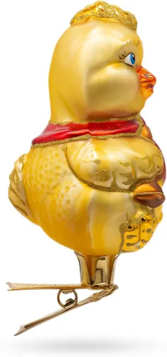 Miniatura 2 de BestPysanky Adorno navideño de cristal con clip de pollito para bebé