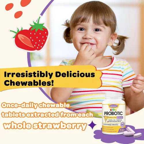 Miniatura 6 de Masticables probióticos para niños para la salud digestiva con 5 mil millones de UFC, prebióticos y probióticos para niños para la salud intestinal