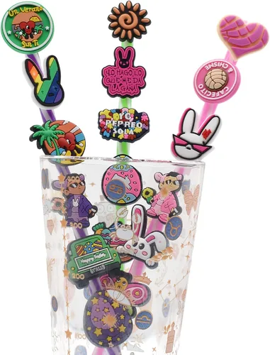 Miniatura 4 de 30 adornos de pajita, lindo vaso de verano con pajita, bonita decoración de fiesta para popotes, sorbetes para jugos, cóctel de verano, fiesta