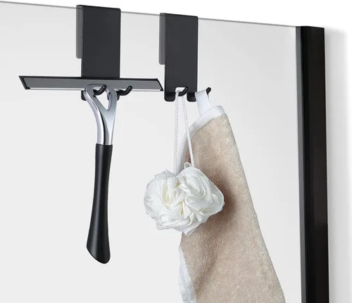 Miniatura 3 de Taozun Ganchos para puerta de ducha – Ganchos para toallas para baño de vidrio sin marco, gancho para escobilla de escobilla, gancho sobre vidrio