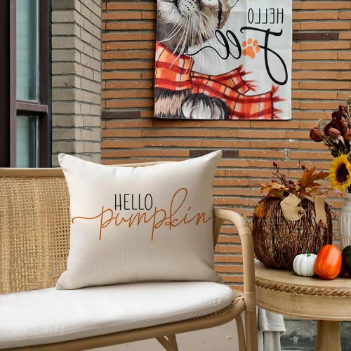 Miniatura 5 de RABUSOFA Fundas de Almohada de Otoño 18x18 Pulgadas, Almohadas Decorativas de Otoño Hello Pumpkin, Funda de Cojín para Exteriores de Acción