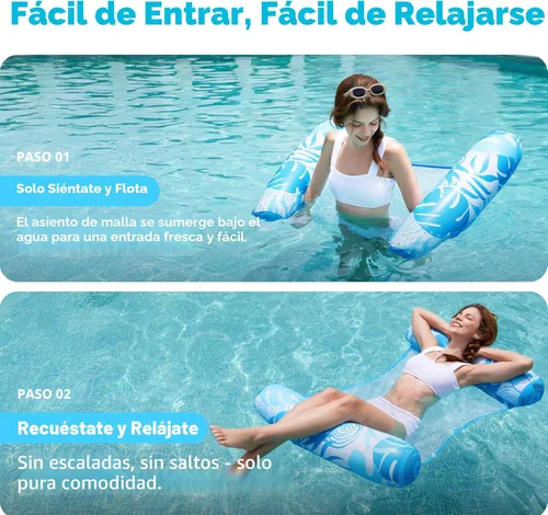 Miniatura 4 de SLOOSH 2 Packs Hammock Pool Floats Adults, 4-in-1 Multi-Purpose Inflatable Pool Floats PVC Water Hammock Lounge Floaties