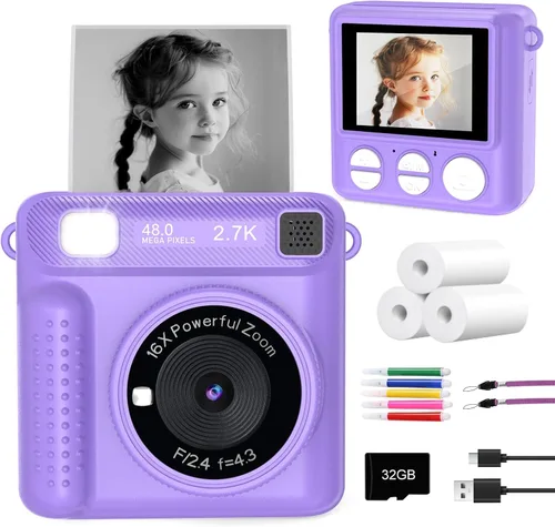 Cámara de impresión instantánea para niños, regalos de Navidad y cumpleaños para niñas y niños, cámaras instantáneas que imprimen fotos para niños y