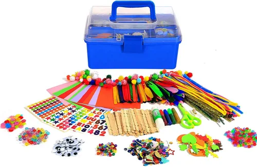 YITOHOP Suministros de artes y manualidades para niños -1000 piezas de kit de manualidades en caja de viaje para niños pequeños a partir de 4 años