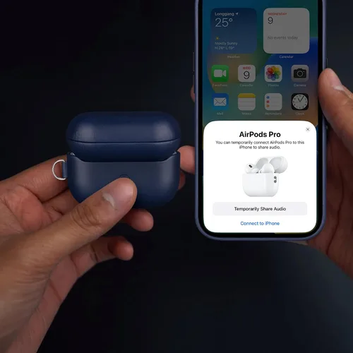 Miniatura 5 de Maogoam Funda de cuero genuino para AirPods Pro 2, botón de sincronización, diseño de clip en D con cordón de mano, funda de cuero encerado