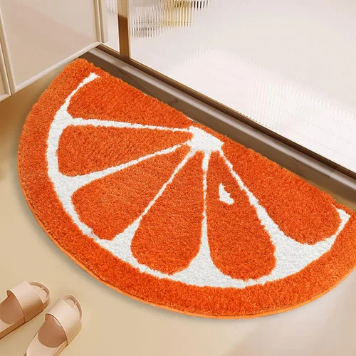 Miniatura 6 de Tapete de baño semicírculo, tapete para entrada del hogar, absorbente antideslizante, tapete de baño esponjoso y peludo, lavable a máquina