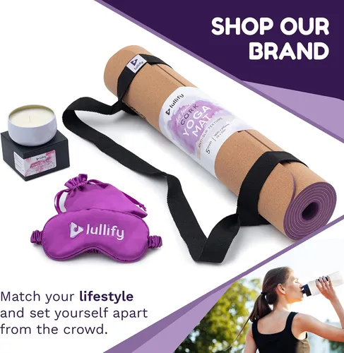 Miniatura 9 de Lullify Esterilla de yoga de corcho premium Antideslizante y construida para durar a través de clases de yoga caliente o ejercicio Biodegradable