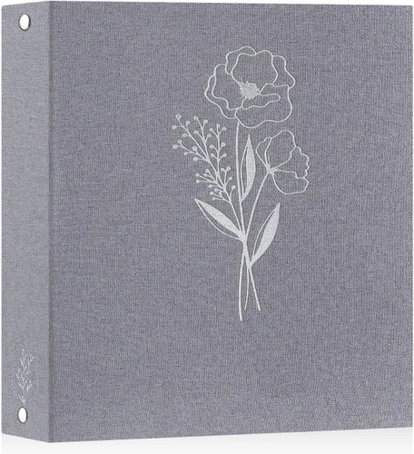 Lanpn Álbum de fotos para scrapbook de 8.5x11 pulgadas, cubierta de lino, archivo sin ácido, carpeta de carga superior con encuadernación de 3 Gris