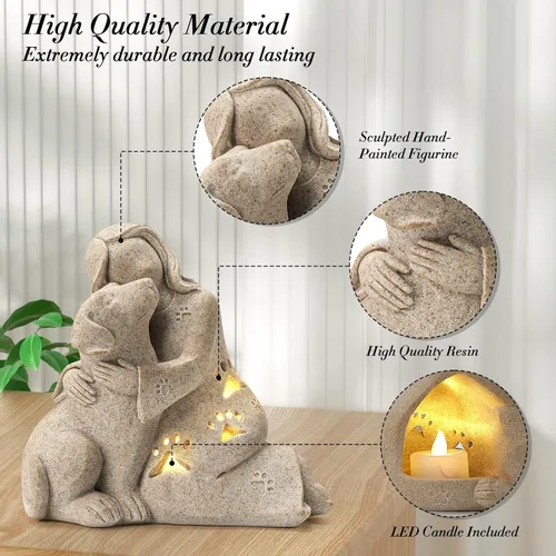 Miniatura 3 de INLOMEM Regalo conmemorativo para perros, escultura de granito, resina esculpida a mano, regalo de condolencia de pérdida de mascotas con portavelas