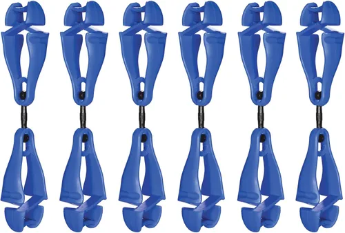 Ergodyne Squids 3420 Swiveling Glove Clip Holder with Dual Clips Azul - Paquete de 6