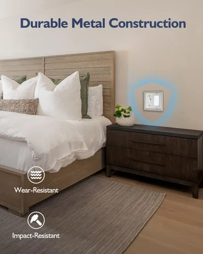 Miniatura 4 de Paquete de 1 Placa de Pared Combinada Toggle/Decorativa, Cubierta de Placa de Pared de Metal para Interruptor de Luz, Receptáculo, Interruptor