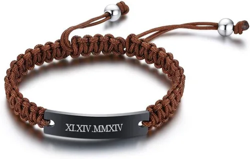 Miniatura 27 de MEALGUET Pulseras de ID Personalizadas para Parejas Grabado Personalizado Hecho a Mano Cuerda Trenzada Pulsera de Muñeca para Hombres Mujeres