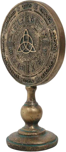 Miniatura 5 de Ebros Gift Wicca Paranormal Celta Sabbat Rune Symbols Triqueta Triquetra Knotwork Wheel of the Year Escritorio Figurine Stand Escultura Pagan Witch