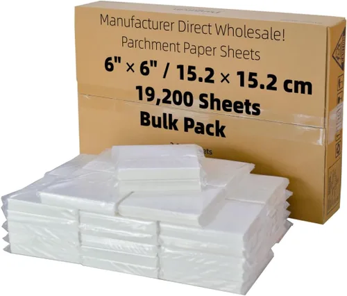 Miniatura 15 de Cuadrados de papel pergamino pequeños comerciales de 4 x 4 pulgadas (43,200 hojas), sin blanquear, antiadherentes, precortados, para envoltorios