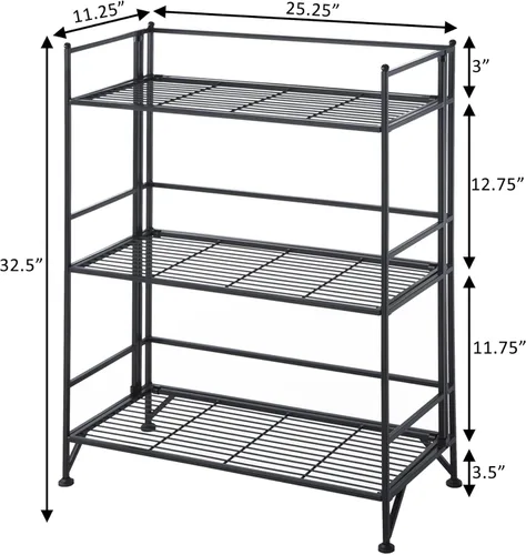 Miniatura 3 de Convenience Concepts Designs2Go - Estante para almacenamiento extra de 2 pisos, metal, plegable, Negro