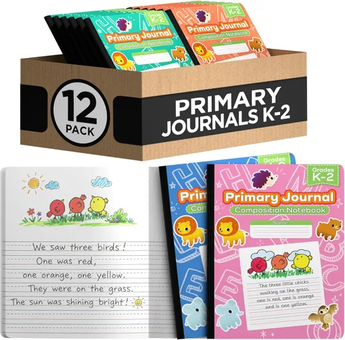 Miniatura 9 de E-CLIPS USA Cuaderno de composición primaria K-2, libro de composición a rayas primarias, diario de escritura primaria para grados K-2, cuadernos