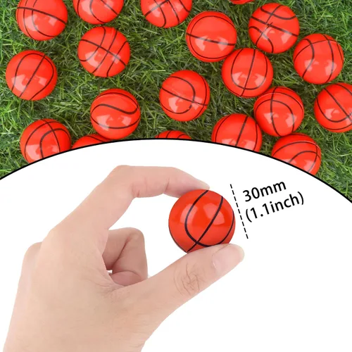 Miniatura 2 de 24 piezas de pelotas de básquetbol rebotadoras para niños, pelotas de goma de 32 mm de rebote deportivo a granel para recuerdos de fiesta, rellenos