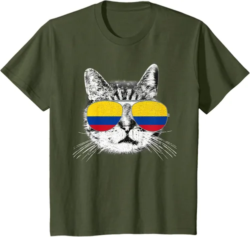 Miniatura 14 de Camisa de bandera de Colombia, orgullo colombiano, gato, hombres, mujeres, niños, camiseta de regalo