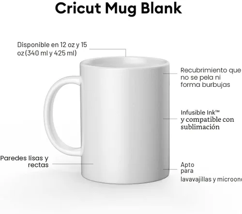 Miniatura 6 de Cricut Taza biselada en blanco, revestida de cerámica, apta para lavavajillas y microondas para decorar, compatible con prensa de tazas y tinta