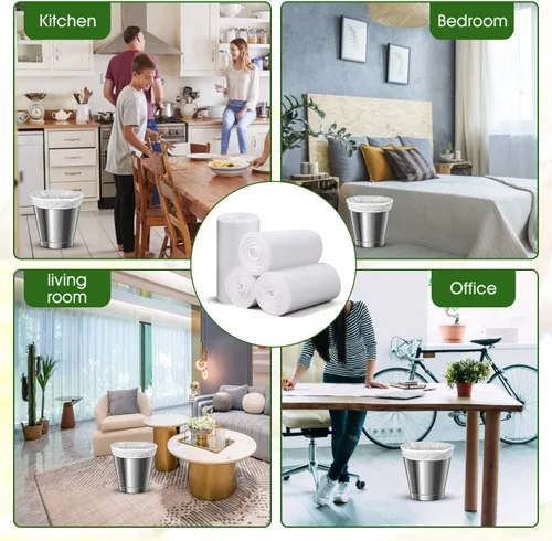 Miniatura 3 de Bolsas de basura pequeñas Charmount - 180 (unidades) bolsas de basura de 4 galones para baño, cocina, oficina y dormitorio, bolsa de basura blanca