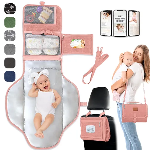 Miniatura 16 de Cambiador portátil para regalos de baby shower y regalos de nueva mamá, cambiador de pañales de viaje para recién nacidos, cambiador de pañales gris