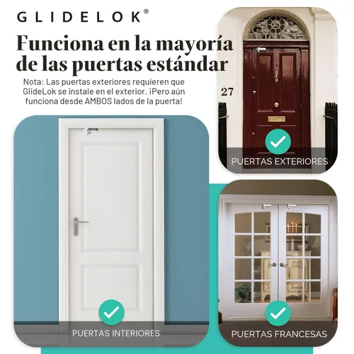 Miniatura 5 de GlideLok - Paquete de 2 cerraduras superiores de seguridad para niños para puertas interiores y exteriores Bloquea y desbloquea desde ambos