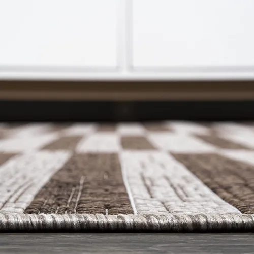 Miniatura 6 de JONATHAN Y Sukie - Alfombra moderna a rayas para interiores y exteriores, 2 x 8 pulgadas, color beige/marrón, para patio trasero, porche, fácil