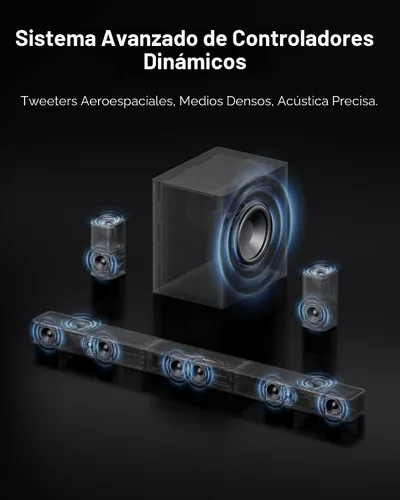 Miniatura 4 de ULTIMEA Skywave X60 7.1.4ch Sistema de Sonido Envolvente Inalámbrico Profesional para TV con Dolby Atmos, Barra de Sonido de 840W con Subwoofer