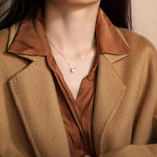 Miniatura 4 de S.Leaf - Collar con colgante de plata de ley con circonia cúbica y solitario, para mujer