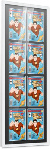 Miniatura 140 de Poster Palooza Marco de cómic con paspartú para 1 cómic de la Edad de Bronce publicado entre 1970 y 1985, marco de cómic negro para cómic de 7.25 x