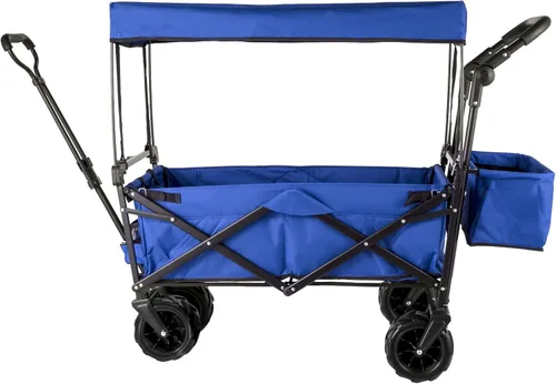 Miniatura 9 de Happbuy - Carro plegable con toldo extraíble, 220 libras, carrito de playa plegable resistente con ruedas grandes Azul