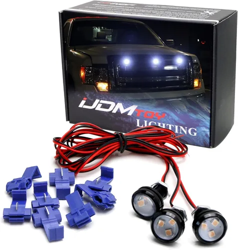 Miniatura 11 de iJDMTOY Juego de 3 piezas de iluminación LED de montaje de malla frontal amarillo ámbar de reacondicionamiento personalizado compatible con camiones