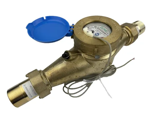 Miniatura 32 de DAE Medidor de agua caliente sin plomo MJ-75R NTEP, acoplamientos NPT de 3/4", salida de pulso, galón