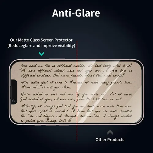 Miniatura 5 de Paquete de 2 protectores de pantalla de vidrio templado mate para iPhone 17e/16e/13 Pro/13/14, película de vidrio templado mate antirreflejos