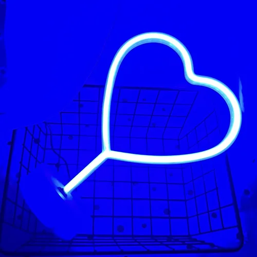 Miniatura 7 de Letrero de luz LED con luces de corazón, letrero de neón en forma de corazón con base (azul)