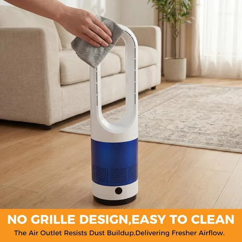 Miniatura 8 de NEWBULIG Ventilador de torre sin aspas de 22 pulgadas para dormitorio, ventilador silencioso oscilante de 80°, 8 velocidades, temporizador de 9H