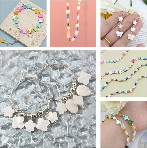 Miniatura 7 de Firstmeet 160 cuentas de madreperla natural de 0.236 pulgadas (0.236 in), cuentas redondas para hacer joyas, collares, pulseras y aretes