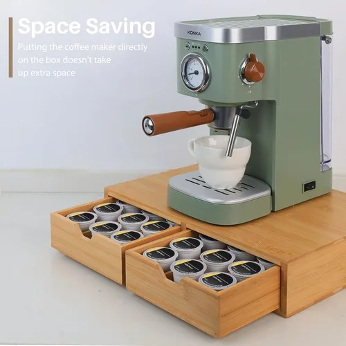 Miniatura 6 de HTB Soporte para tazas K compatible con tazas K, soporte para cápsulas de café con capacidad para 30 tazas, organizador de tazas K, cajón de 2.