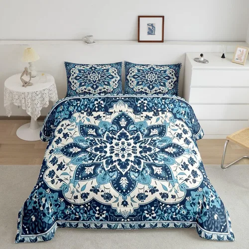 Miniatura 20 de Erosebridal Oriental Bedding - Juego de edredón vintage para cama individual, diseño floral persa, bohemio, tribal, tradicional, estético