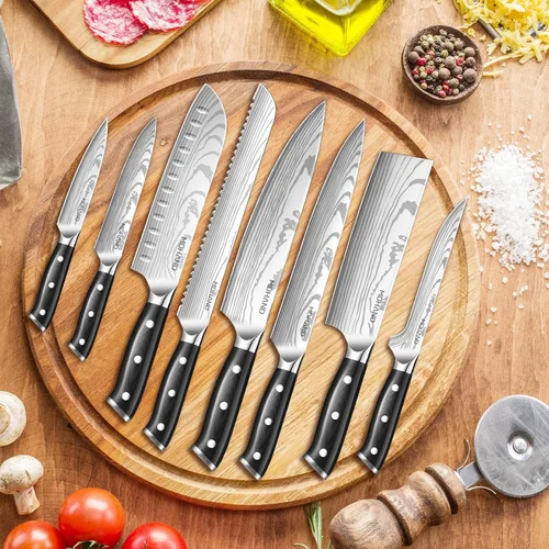 Miniatura 9 de MDHAND Juego de cuchillos de chef con bolsa de rollo, 18 cuchillos de chef profesionales ultra afilados de acero inoxidable de alto carbono