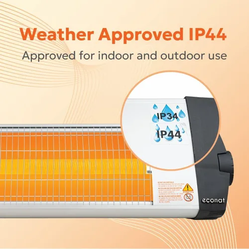 Miniatura 4 de Econat C-15 Calentador eléctrico infrarrojo de 1500 W, calentador de pared para interiores y exteriores con termostato ajustable, eficiencia