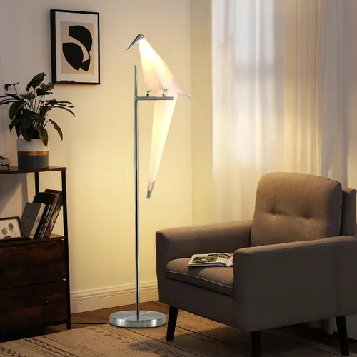 Lámpara de pie LED moderna de 62 pulgadas con forma de pájaro para sala de estar, lámpara de pie plateada moderna con luz de piso de pájaro,