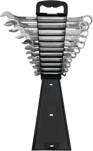 Miniatura 2 de Performance Tool W1084 Juego de llaves combinadas de 22 piezas (tamaño métrico y estándar) con estante organizador