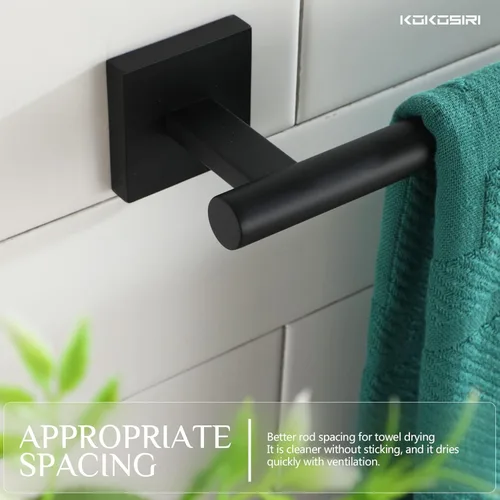 Miniatura 4 de KOKOSIRI Toalleros de 36 pulgadas, barras de toalla de baño, color negro mate, soporte para toallas de baño de 36 pulgadas para baño, cocina, pared