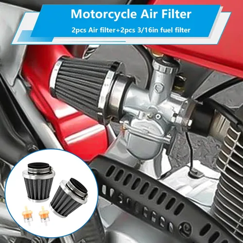 Miniatura 6 de smseace 2 filtros de aire de motocicleta de 1.969 in con 2 filtros de combustible de 3/16 pulgadas de repuesto para 70 cc, 100 cc, 110 cc, 125 cc